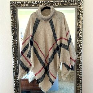 Plaid Sweater Pomcho